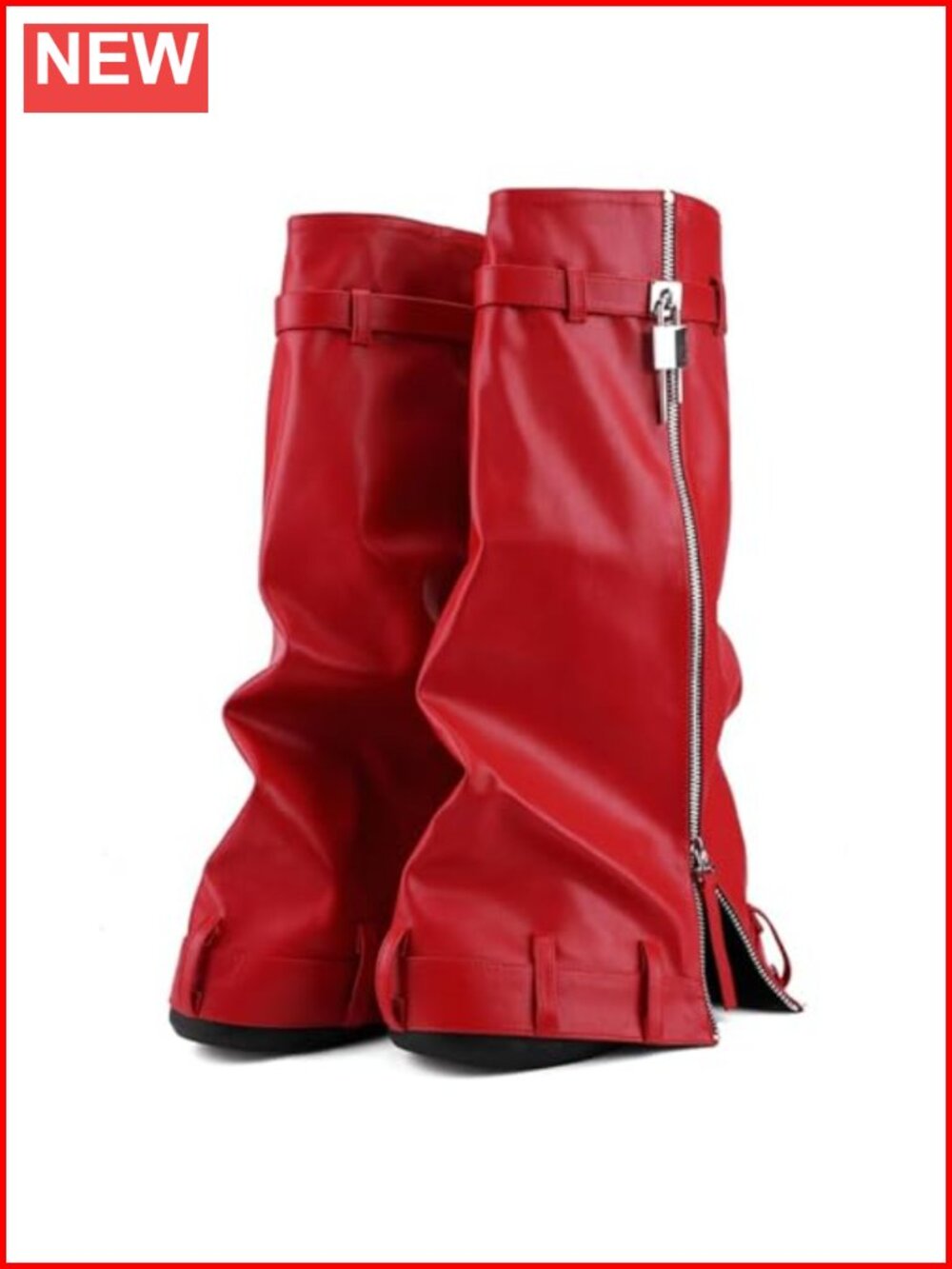 Women's Knee High Fold Over Slouch Platform Wedge Boots Faux Leather Wide Width